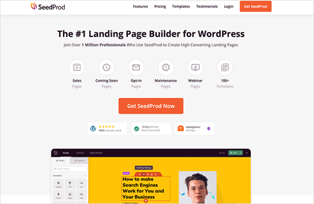 seedprod landing page builder themes