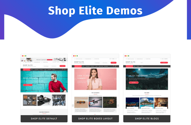 shop elite responsive ecommerce theme three demos