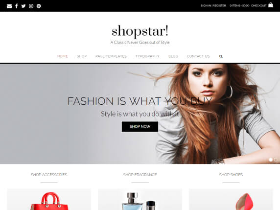 shopstar responsive ecommerce theme example redheaded woman facing forward