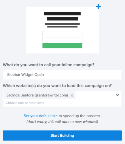 enter your campaign name and click start building