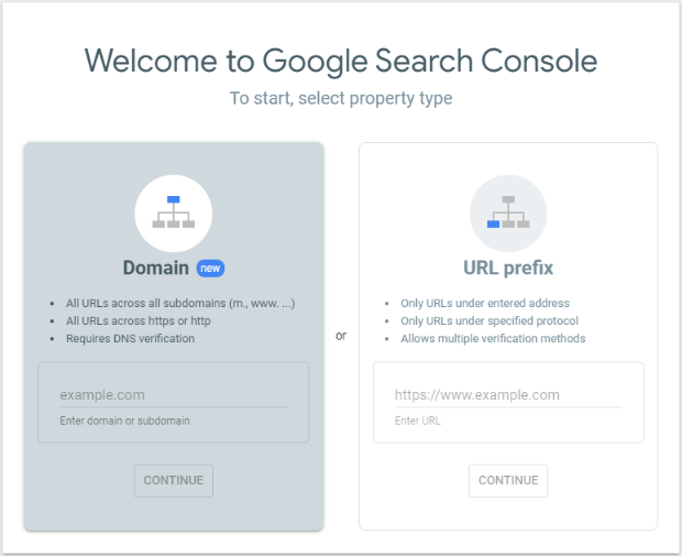 gsc choose domain or url