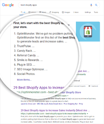 optinmonster featured snippet