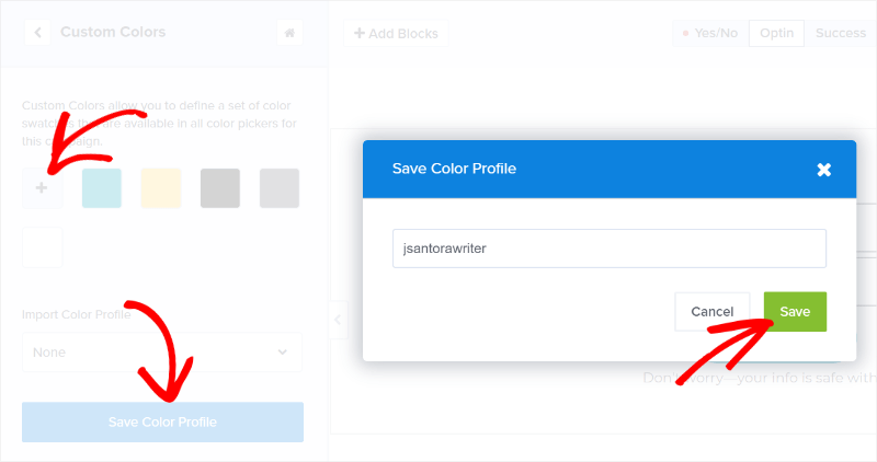 saving custom color profiles