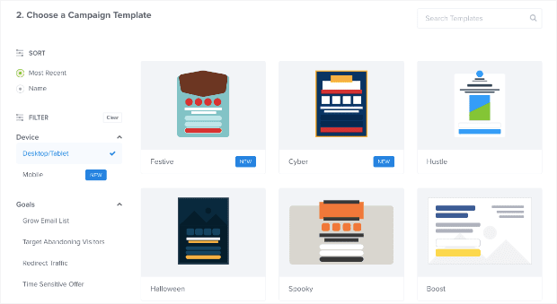 Choose your template for 2 step optin form