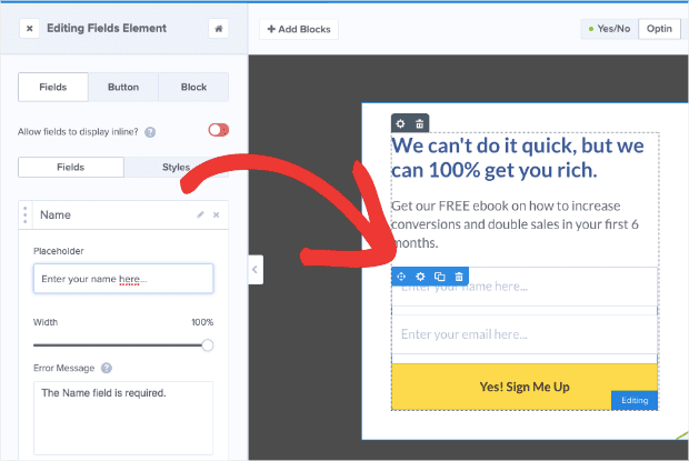 Click Optin Block to Edit Optin page of your 2-step optin