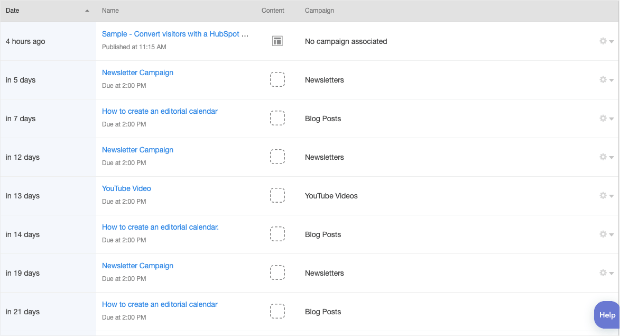 editorial calendar by list