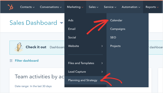 hubspot marketing planning and strategy calendar