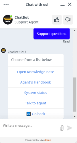 live chat automated responses