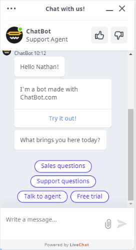 live chat automated responses