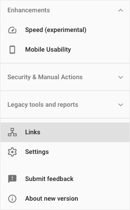 Click Links in the lefthand side menu of Google search console