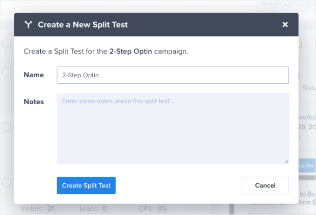 Create a New Split Test