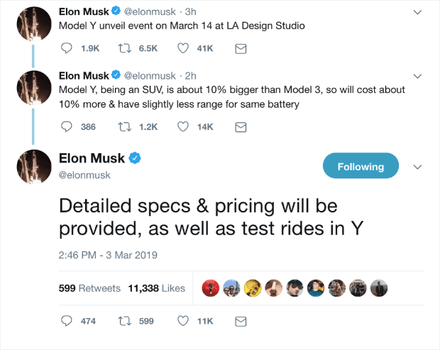 Elon Musk Twitter Teaser for Tesla SUV launch
