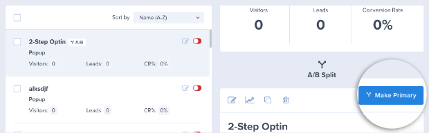Make Primary in AB test