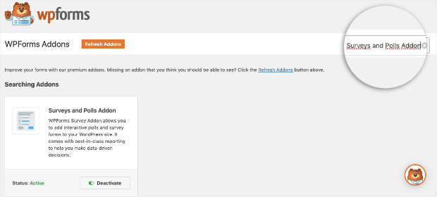 Surveys and Polls search in WPForms