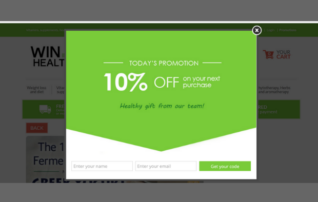 Win in Health Lightbox Popup lead capture form