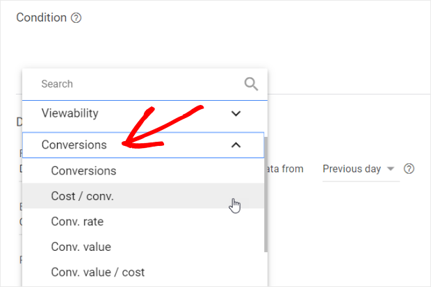 change keyword rules to target cost per conversion