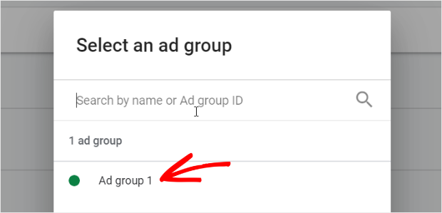 choose the ad group you want to use