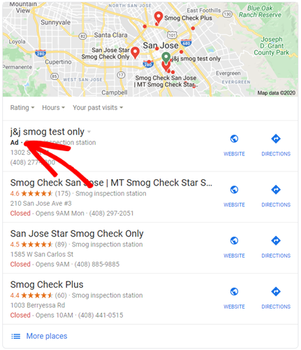 example of how local ads show up in results