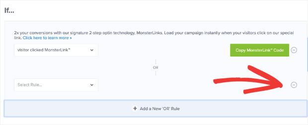 Delete display rules in OptinMonster