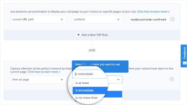 Changer la condition en est min immédiat