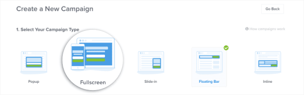 Choose a Fullscreen Campaign