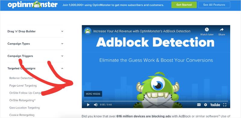 OptinMonste Adblock detected documentation min