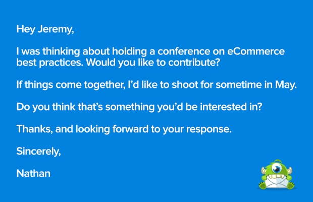 Bad template for outreach email when you host a virtual conference