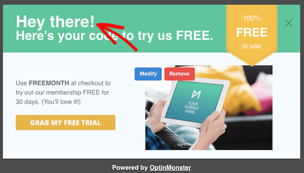 personalized campaign showing default text