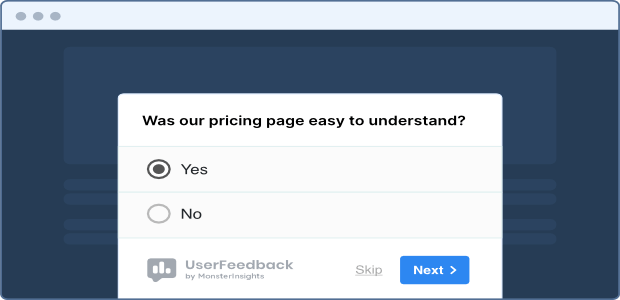 userfeedback popup survey example