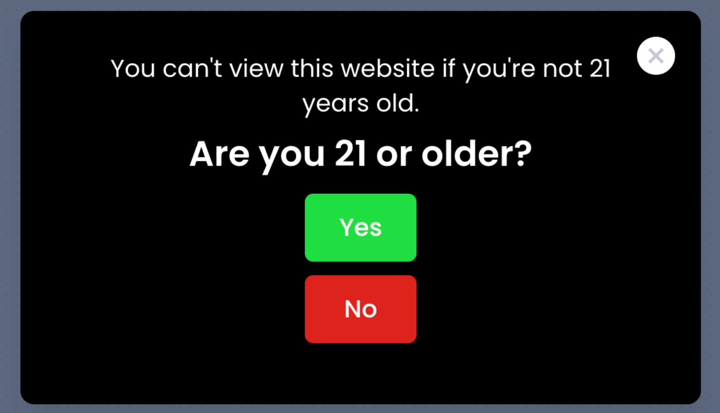 add age verification popup