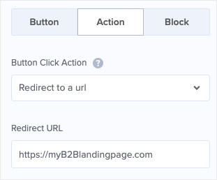 URL de redirection pour la page d'accueil du marketing par courriel b2b