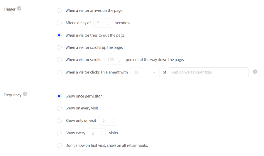 The triggering features in Unbounce