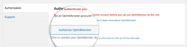 Authorize OptinMonster