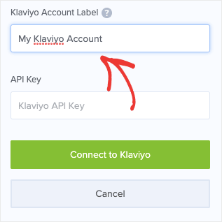 Klaviyo popup account label