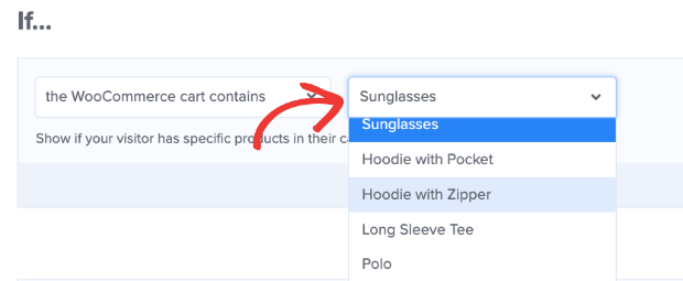 WooCommerce cart contains sunglasses