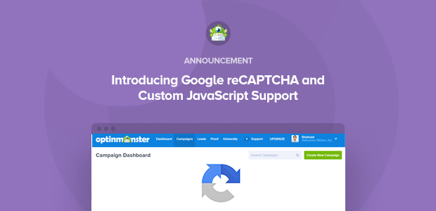 introducing google recaptcha and custom javascript support