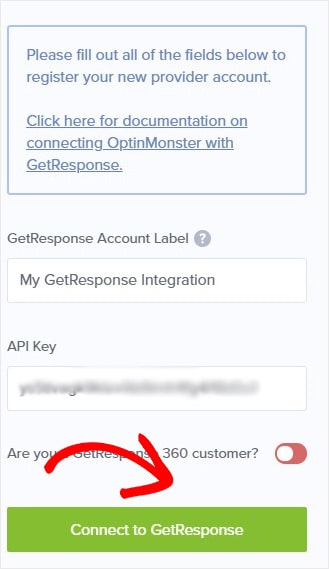 Connect GetResponse to OptinMonster