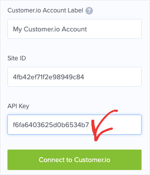 Connect to customer.io account