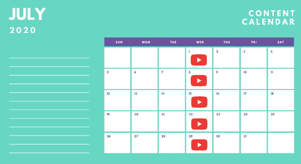 Calendário de conteúdo para o YouTube