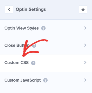 Custom CSS setting in OptinMonster