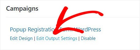 Edit Popup Registration Form Settings WordPress