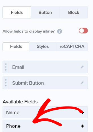 Editing fields element phone