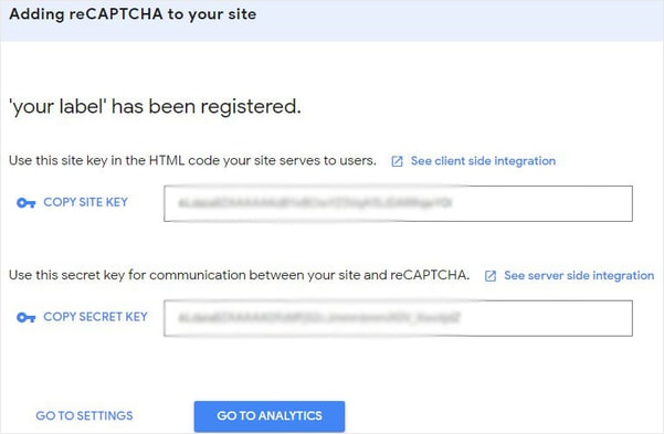 Google Recaptcha codes copy