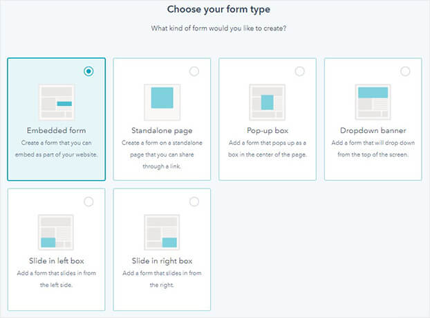 Hubspot form types