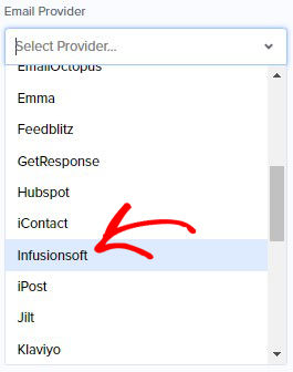 Infusionsoft email dropdown