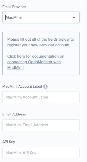 Mad Mimi Account Details OptinMonster