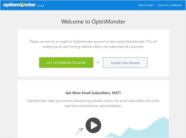 OptinMonster WordPress Welcome options