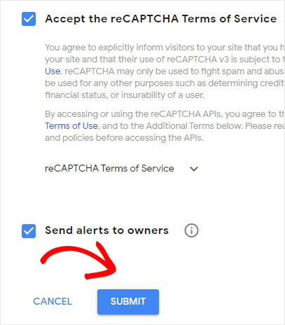 Submit Google recaptcha