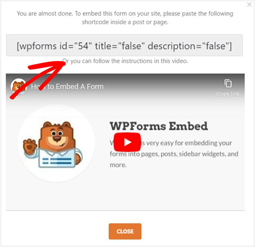WPForms Embed Code Registration Form WordPress