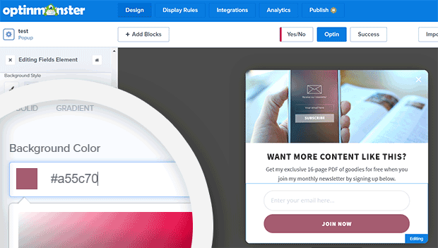 optinmonster background color ebook popup